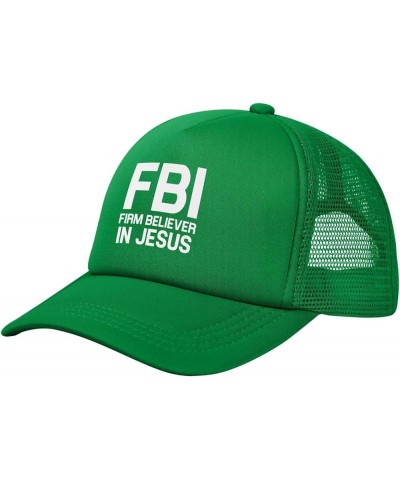 FBI Firm Believer in Jesus Unisex Baseball Hat Original Mesh Trucker Cap Adjustable Green $10.27 Baseball Caps