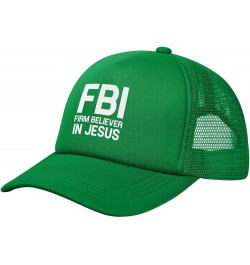 FBI Firm Believer in Jesus Unisex Baseball Hat Original Mesh Trucker Cap Adjustable Green $10.27 Baseball Caps