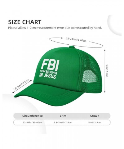 FBI Firm Believer in Jesus Unisex Baseball Hat Original Mesh Trucker Cap Adjustable Green $10.27 Baseball Caps