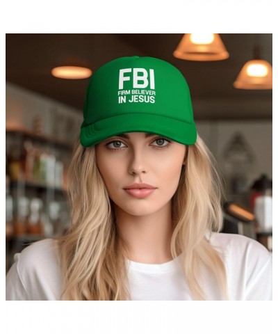 FBI Firm Believer in Jesus Unisex Baseball Hat Original Mesh Trucker Cap Adjustable Green $10.27 Baseball Caps