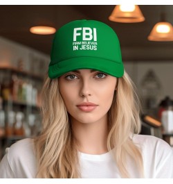 FBI Firm Believer in Jesus Unisex Baseball Hat Original Mesh Trucker Cap Adjustable Green $10.27 Baseball Caps