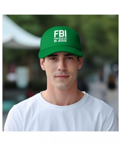 FBI Firm Believer in Jesus Unisex Baseball Hat Original Mesh Trucker Cap Adjustable Green $10.27 Baseball Caps