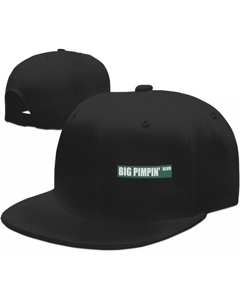 Big Pimpin BLVD Hat Black Flat Brim Trucker Hats Adjustable Hip Hop Baseball Cap Black $12.65 Baseball Caps