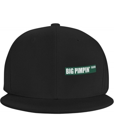 Big Pimpin BLVD Hat Black Flat Brim Trucker Hats Adjustable Hip Hop Baseball Cap Black $12.65 Baseball Caps