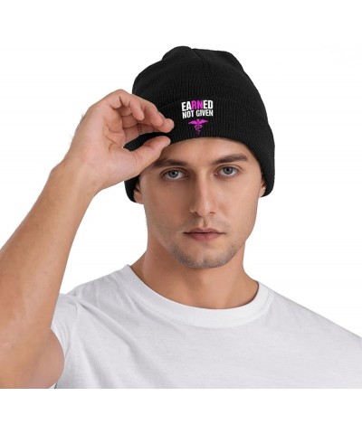 Earned Not Given Rn Registered Nurse Nursing Adult Knitted Hat Beanie Winter Warm Skull Hat - Men Women Black $21.91 Skullies...