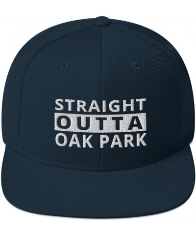 Straight Outta Oak Park Snapback Hat Michigan Dark Navy $17.13 Baseball Caps