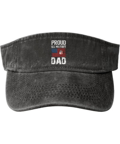 Proud U S Military Dad USA Flag Sun Visor Hats for Women Men Sun Hat Vintage Golf Hat Adjustable Baseball Cap Black $11.39 Vi...