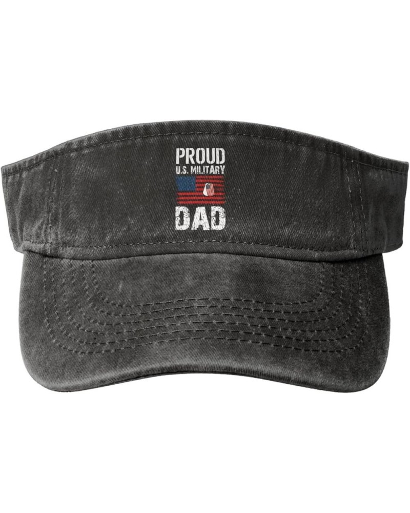 Proud U S Military Dad USA Flag Sun Visor Hats for Women Men Sun Hat Vintage Golf Hat Adjustable Baseball Cap Black $11.39 Vi...