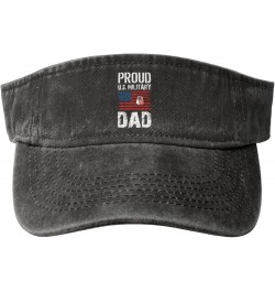 Proud U S Military Dad USA Flag Sun Visor Hats for Women Men Sun Hat Vintage Golf Hat Adjustable Baseball Cap Black $11.39 Vi...