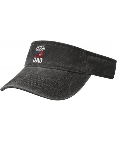 Proud U S Military Dad USA Flag Sun Visor Hats for Women Men Sun Hat Vintage Golf Hat Adjustable Baseball Cap Black $11.39 Vi...