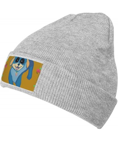 Happy Cartoon Dog Men Women Warm Knitted Woolen Hat for Winter Outdoor Activities Christmas Thanksgiving Gift Black Gray $12....