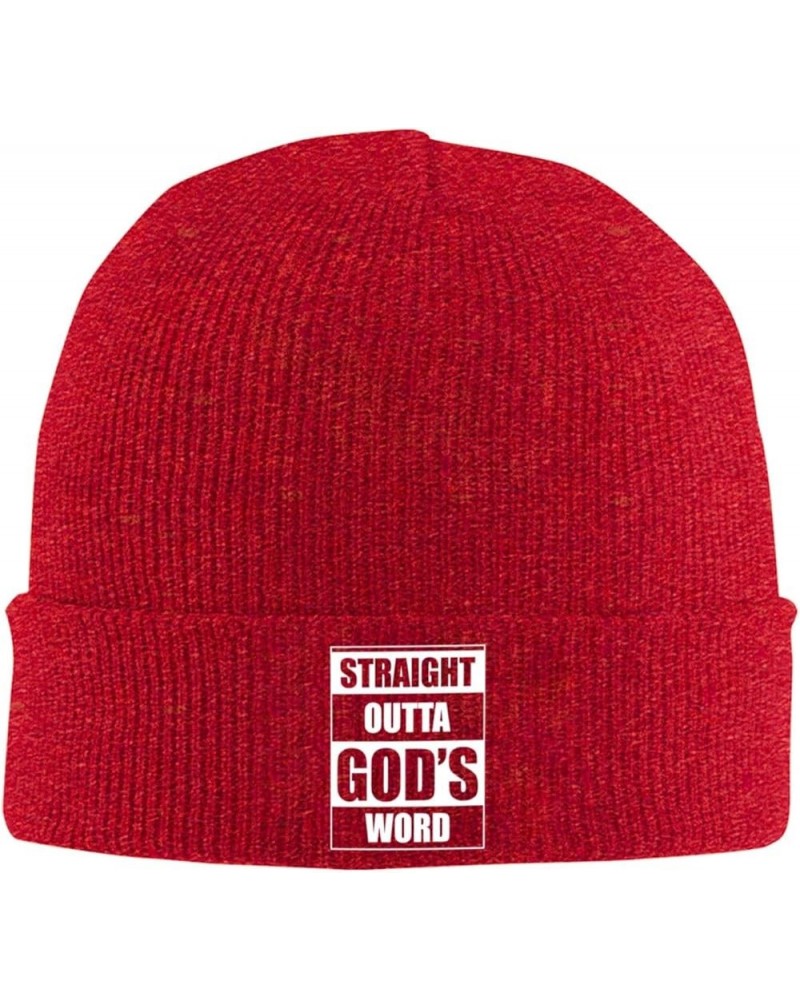 Straight Outta Gods Word Funny Religion Jesus Christian Beanie Hat Men Winter Hat Knit Hat Women Skull Cap Black Red $10.55 S...