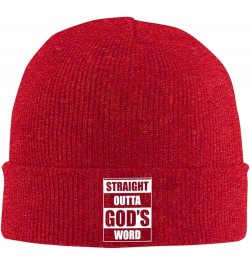 Straight Outta Gods Word Funny Religion Jesus Christian Beanie Hat Men Winter Hat Knit Hat Women Skull Cap Black Red $10.55 S...