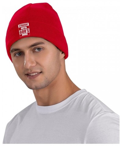 Straight Outta Gods Word Funny Religion Jesus Christian Beanie Hat Men Winter Hat Knit Hat Women Skull Cap Black Red $10.55 S...