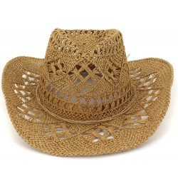 Sunshade Straw Hat Hand-Woven Cowboy Hat for Women & Men Western Cowgirl Hat Wide Brim Sun Hat for Couples Kh $9.87 Cowboy Hats