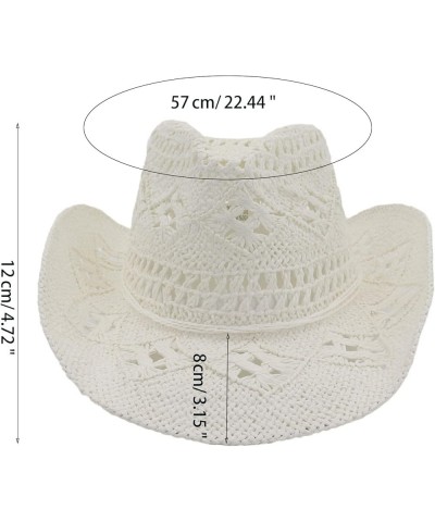 Sunshade Straw Hat Hand-Woven Cowboy Hat for Women & Men Western Cowgirl Hat Wide Brim Sun Hat for Couples Kh $9.87 Cowboy Hats