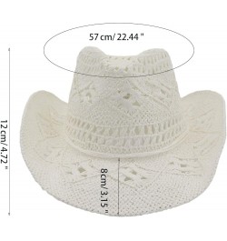 Sunshade Straw Hat Hand-Woven Cowboy Hat for Women & Men Western Cowgirl Hat Wide Brim Sun Hat for Couples Kh $9.87 Cowboy Hats