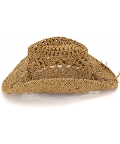 Sunshade Straw Hat Hand-Woven Cowboy Hat for Women & Men Western Cowgirl Hat Wide Brim Sun Hat for Couples Kh $9.87 Cowboy Hats