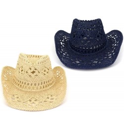 Sunshade Straw Hat Hand-Woven Cowboy Hat for Women & Men Western Cowgirl Hat Wide Brim Sun Hat for Couples Kh $9.87 Cowboy Hats