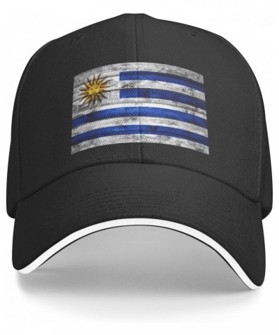 Uruguay Flag Comfortable Sandwich Bill Cap Perfect for Leisure Black $11.71 Baseball Caps