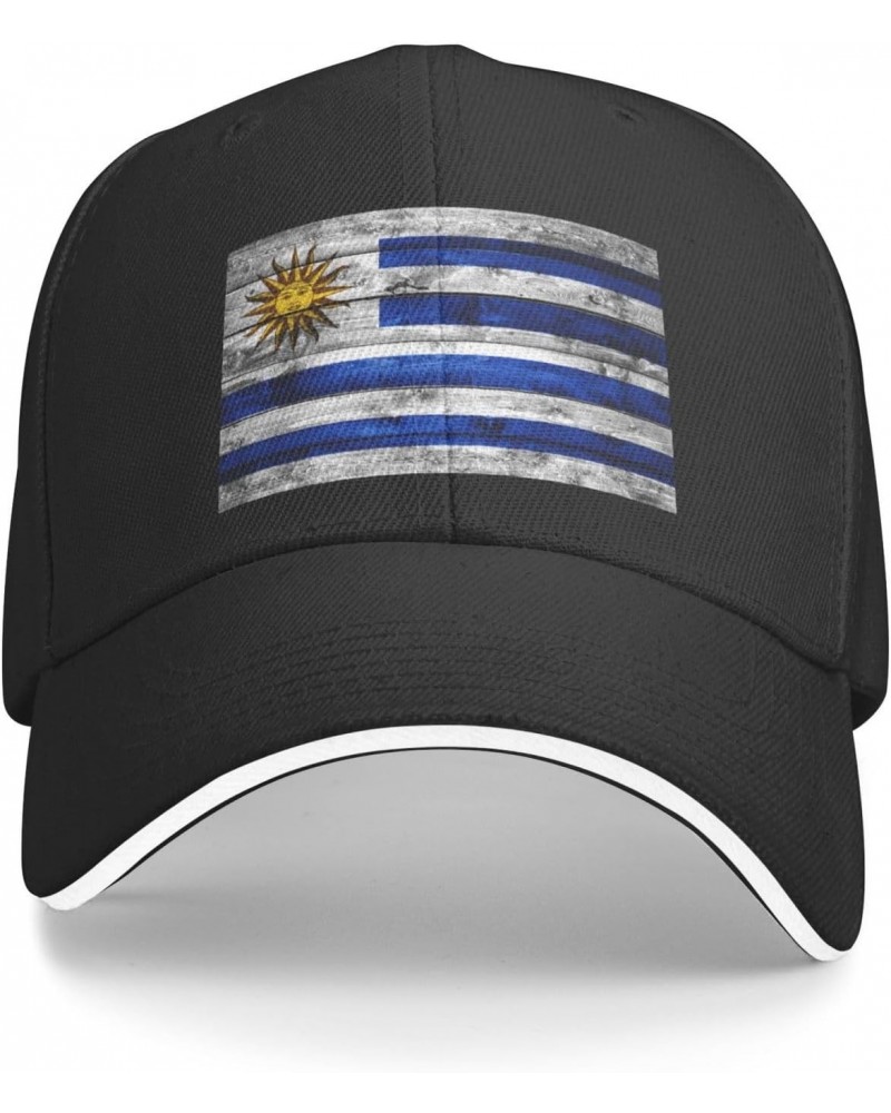 Uruguay Flag Comfortable Sandwich Bill Cap Perfect for Leisure Black $11.71 Baseball Caps