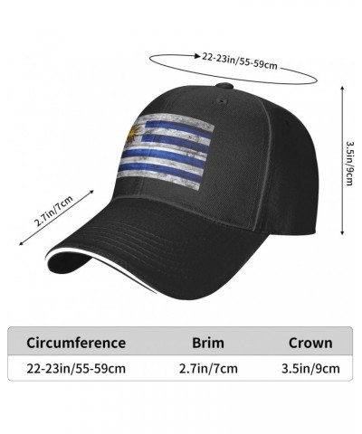 Uruguay Flag Comfortable Sandwich Bill Cap Perfect for Leisure Black $11.71 Baseball Caps