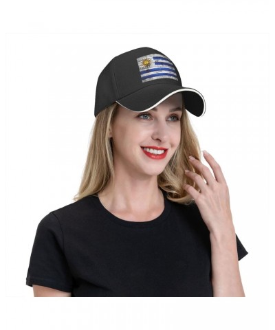 Uruguay Flag Comfortable Sandwich Bill Cap Perfect for Leisure Black $11.71 Baseball Caps