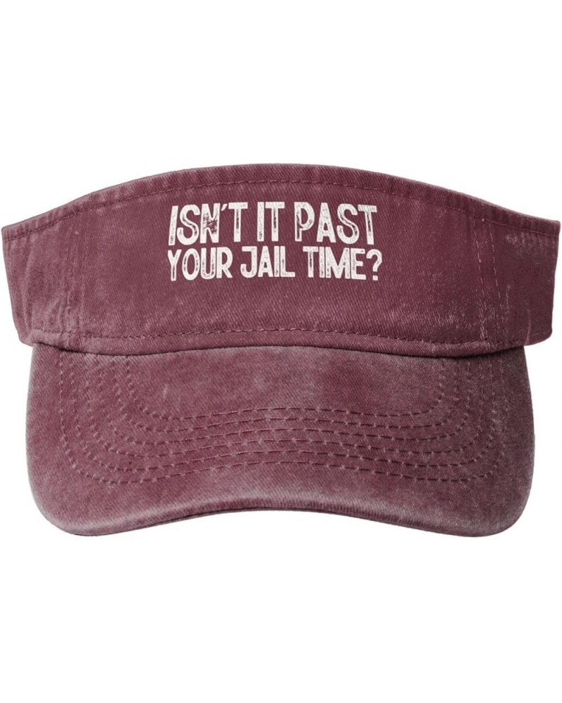 Funny Isn't It Past Your Jail Time Sun Visor Hats Cotton Empty Top Baseball Cap Sports Sun Cap for Men Women,Black Red $9.97 ...