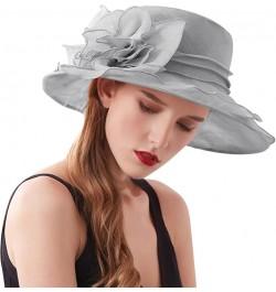 Womens Summer Dress Hat Wide Leaf Flower Bridal Shower Hat Sun Hats Beach Hat Boar Hat Grey-g $10.16 Sun Hats