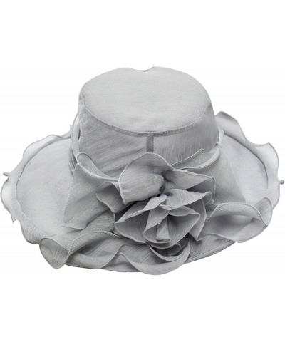 Womens Summer Dress Hat Wide Leaf Flower Bridal Shower Hat Sun Hats Beach Hat Boar Hat Grey-g $10.16 Sun Hats