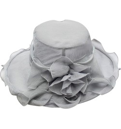 Womens Summer Dress Hat Wide Leaf Flower Bridal Shower Hat Sun Hats Beach Hat Boar Hat Grey-g $10.16 Sun Hats