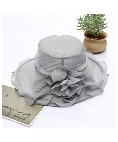 Womens Summer Dress Hat Wide Leaf Flower Bridal Shower Hat Sun Hats Beach Hat Boar Hat Grey-g $10.16 Sun Hats