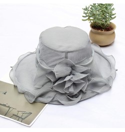 Womens Summer Dress Hat Wide Leaf Flower Bridal Shower Hat Sun Hats Beach Hat Boar Hat Grey-g $10.16 Sun Hats