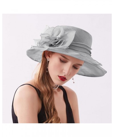 Womens Summer Dress Hat Wide Leaf Flower Bridal Shower Hat Sun Hats Beach Hat Boar Hat Grey-g $10.16 Sun Hats