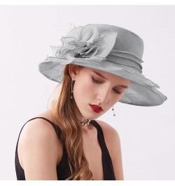 Womens Summer Dress Hat Wide Leaf Flower Bridal Shower Hat Sun Hats Beach Hat Boar Hat Grey-g $10.16 Sun Hats