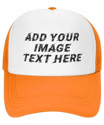 Custom Hat Your Design Here Add Your Name Text Logo Customized Made Trucker Hats Orange $7.63 Baseball Caps