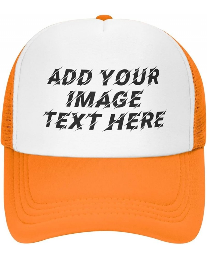 Custom Hat Your Design Here Add Your Name Text Logo Customized Made Trucker Hats Orange $7.63 Baseball Caps