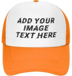 Custom Hat Your Design Here Add Your Name Text Logo Customized Made Trucker Hats Orange $7.63 Baseball Caps