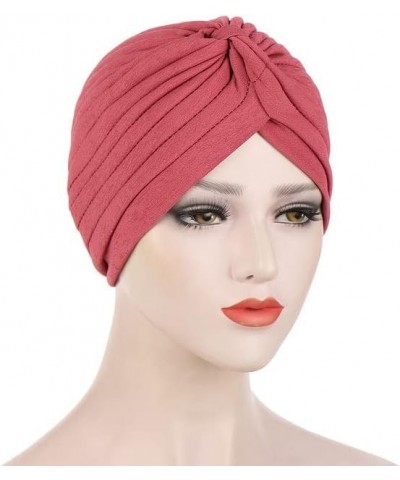 Arrived Summer Auto Gele Muslim Turbans Bamboo Hemp Indian Hat Pleated Simple Toque Black Red $14.21 Skullies & Beanies