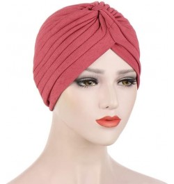 Arrived Summer Auto Gele Muslim Turbans Bamboo Hemp Indian Hat Pleated Simple Toque Black Red $14.21 Skullies & Beanies