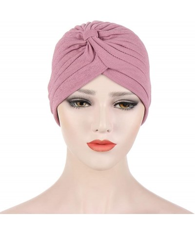 Arrived Summer Auto Gele Muslim Turbans Bamboo Hemp Indian Hat Pleated Simple Toque Black Red $14.21 Skullies & Beanies