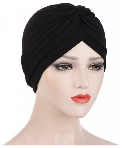 Arrived Summer Auto Gele Muslim Turbans Bamboo Hemp Indian Hat Pleated Simple Toque Black Red $14.21 Skullies & Beanies