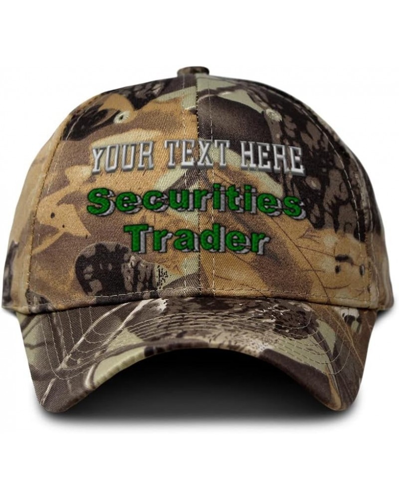 Camo Baseball Cap Securities Trader Cotton Hunting Dad Hats for Men & Women Forest Tree Khaki Personalized Text Here $15.89 B...