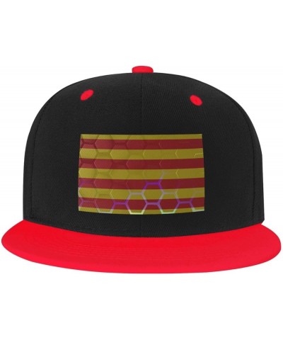 Flag of Catalonia Baseball Cap for Men Women Snapback Hat Adjustable Flat Bill Hats Red $13.60 Baseball Caps