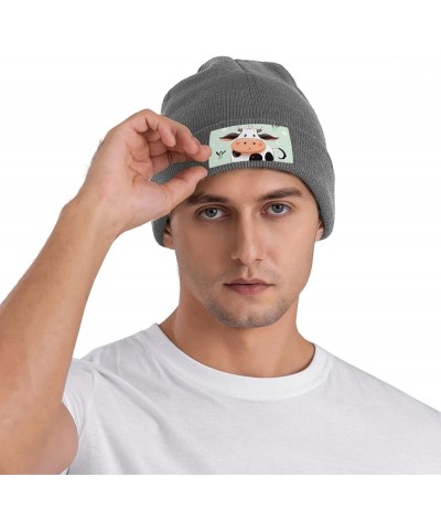 Beanie Hats for Women Men Knit Hat Cute Cow Polka Dot Print Beanies Cap Fashion Cuffed Sports Hat Deep Heather $9.22 Skullies...