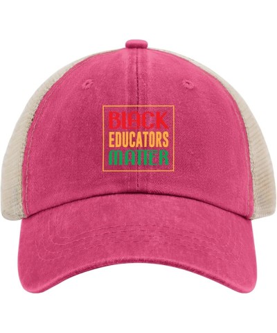 Black Educators Matter Hats for Mens Baseball Caps Classic Washed Workout Hat Breathable Rose Red02 $11.65 Baseball Caps