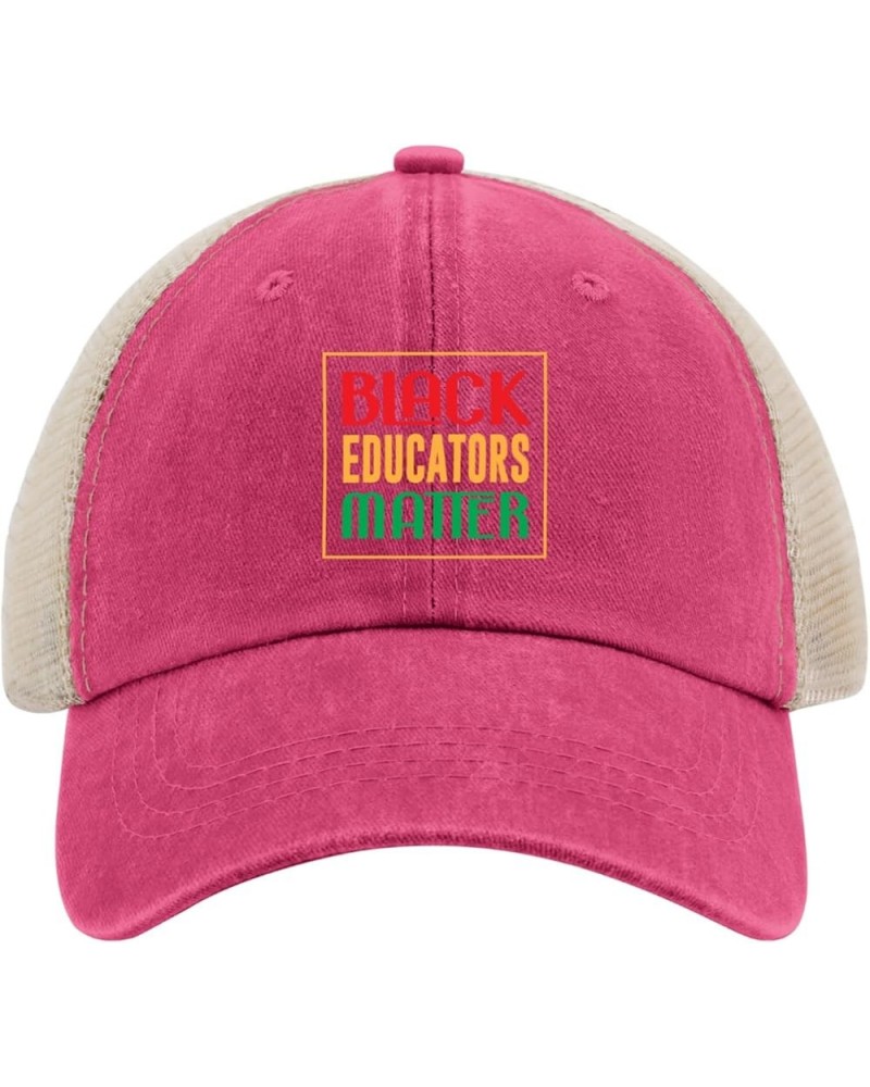 Black Educators Matter Hats for Mens Baseball Caps Classic Washed Workout Hat Breathable Rose Red02 $11.65 Baseball Caps