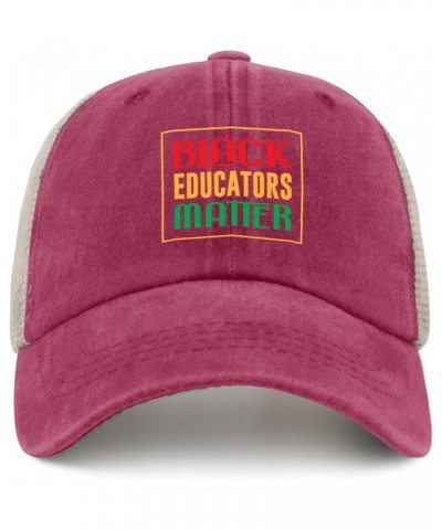 Black Educators Matter Hats for Mens Baseball Caps Classic Washed Workout Hat Breathable Rose Red02 $11.65 Baseball Caps