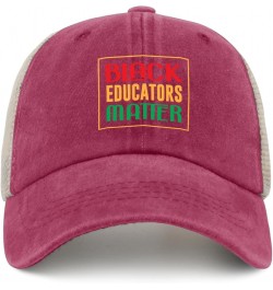 Black Educators Matter Hats for Mens Baseball Caps Classic Washed Workout Hat Breathable Rose Red02 $11.65 Baseball Caps