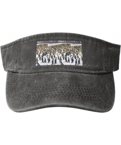 Penguins in The Snow Print Stylish Denim Open-Top Sun Hat for Everyday Wear and Sports $12.45 Sun Hats